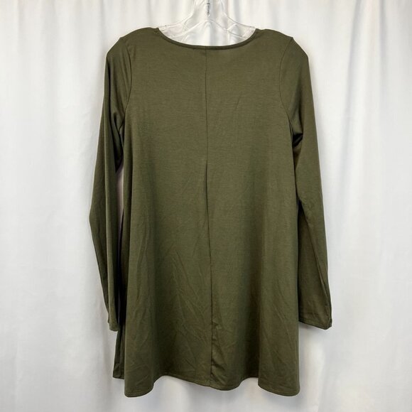 Zenana Womens Green Long Sleeve Round Neck Pullover T-Shirt Dress Size Small - Picture 2 of 9